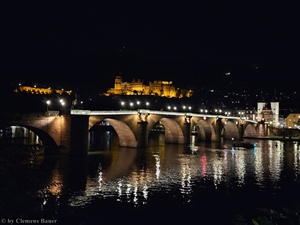 Heidelberg - Alte Brücke und Schloss bei Nacht